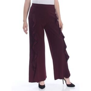 Bar III Ruffled wide leg pants in Berry Si…